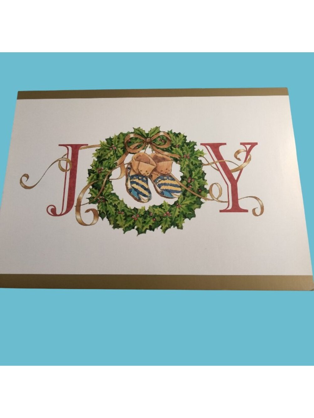 Christmas Card Envelope Wishing You Joy Dakota Indian Foundation Wreath Moccasin